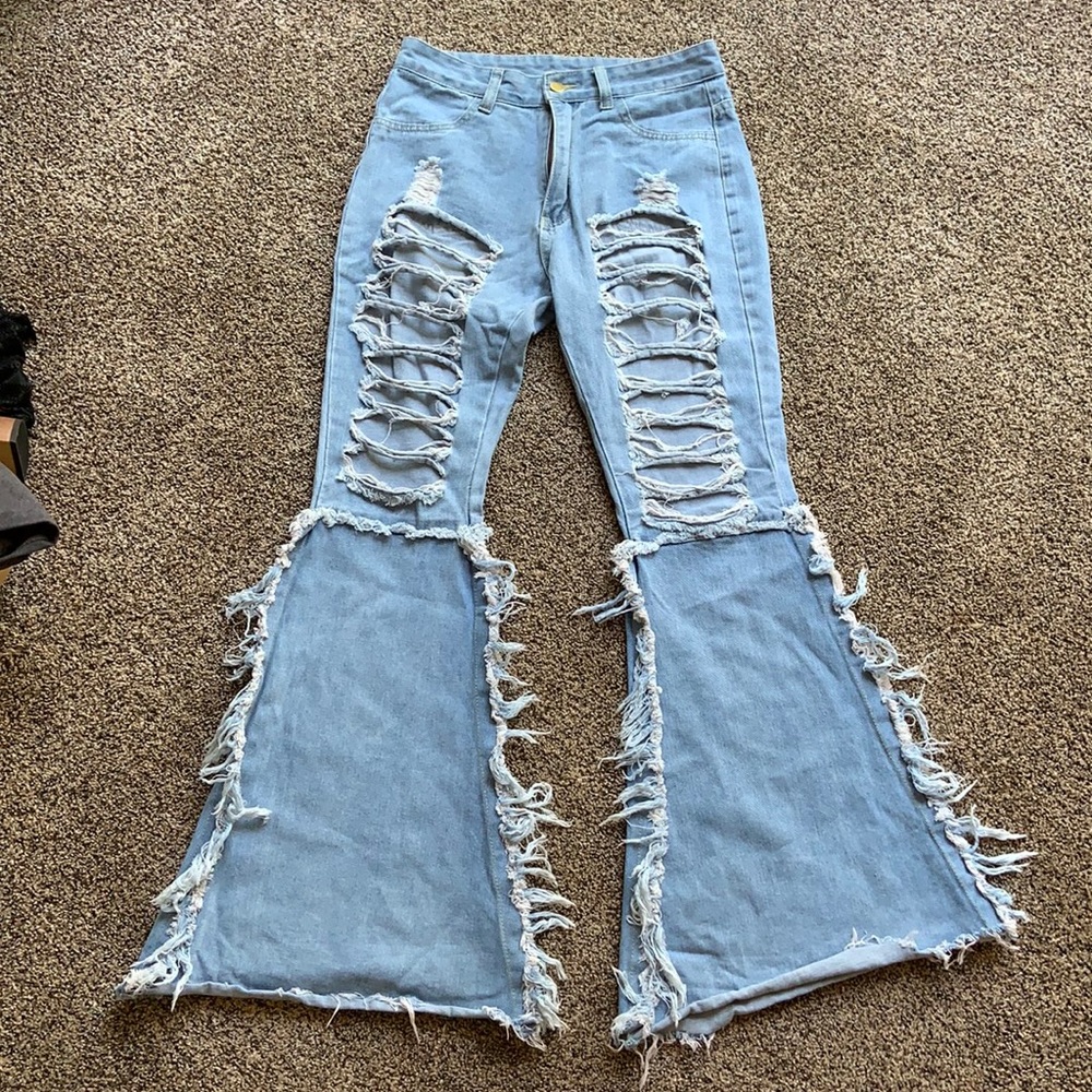 Distressed bell bottoms